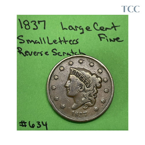 1837 Coronet Head Large Cent Fine (F)