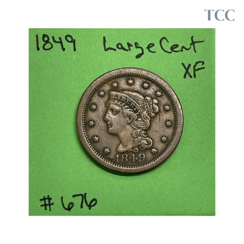 1849 Braided Hair Large Cent Extra Fine (XF)