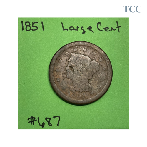 1851 Braided Hair Large Cent Good Details
