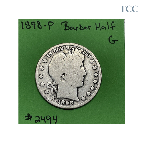1898-P Barber Half Dollar 90% Silver Good (G)