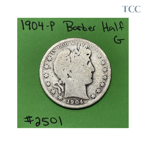 1904-P Barber Half Dollar 90% Silver Good (G)