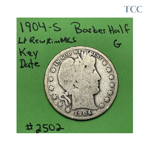 1904 S Barber Half Dollar Good (G) 90% Silver