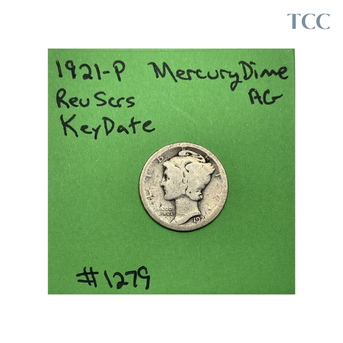 1921 P Mercury Dime About Good (AG) 90% Silver