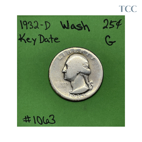 1932 D Washington Quarter Good (G) Key Date