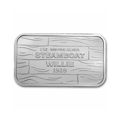 1oz Steamboat Willie Silver Bar BU