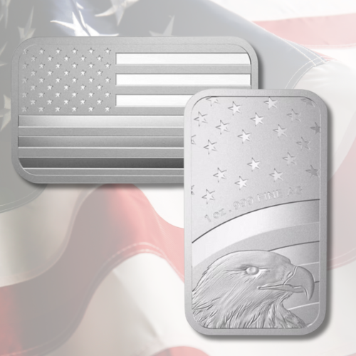 1 oz Silver Bar American Flag Design
