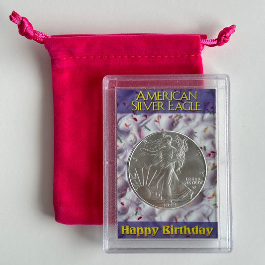 Happy Birthday 2024 American Silver Eagle Gift Set Pink