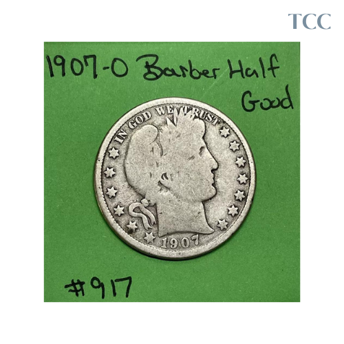 1907-O Barber Half Dollar Good (G) 90% Silver