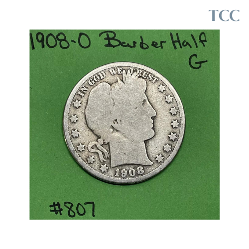 1908 O Barber Half Dollar Good (G) 90% Silver