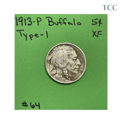 1913 P Type 1 Buffalo Nickel 5c XF