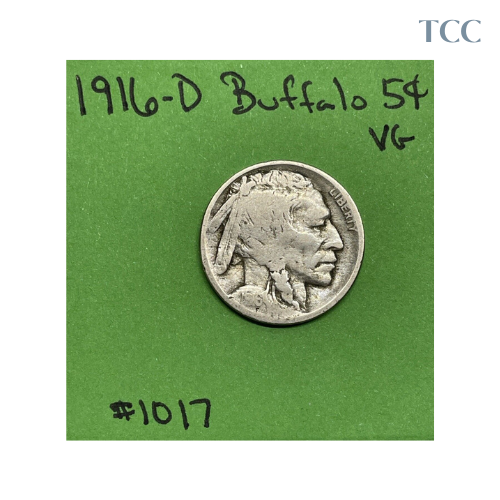 1916 D Buffalo Indian Head Nickel VG Very Good