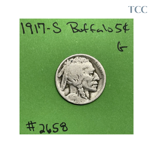 1917 S Indian Head Buffalo Nickel 5c Good