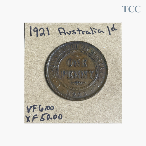 1921 Australian One Penny Coin - Comm. of Australia and King George V