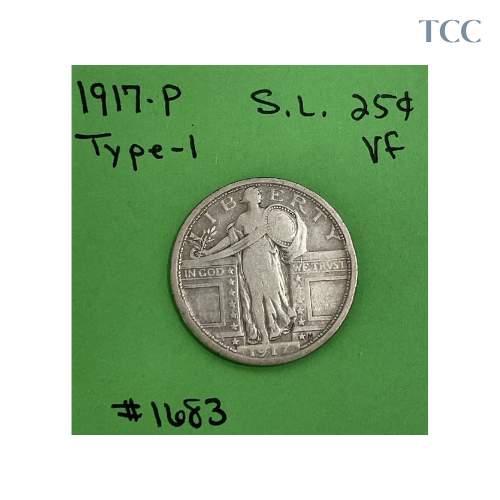 1917-P Type 1 Standing Liberty Quarter Dollar Very Fine (VF)