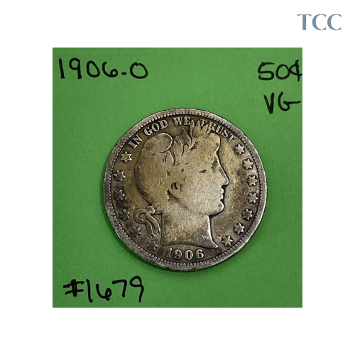 1906 O Barber Half Dollar 90% Silver Very Good (VG)