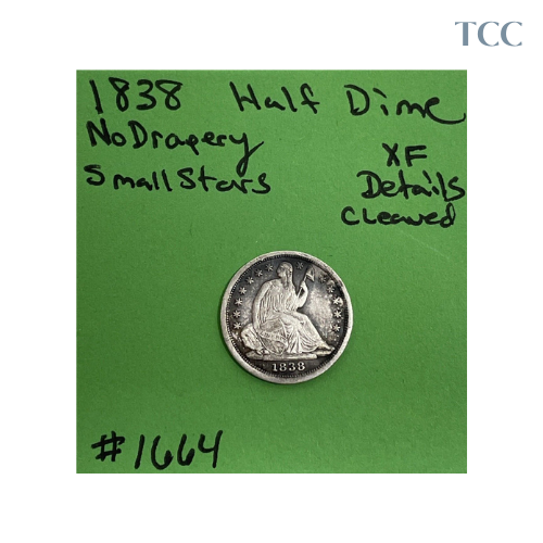 1838 Seated Liberty Half Dime XF Details