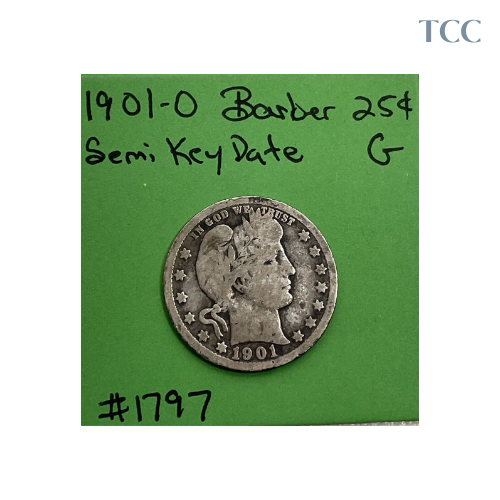 1901-O Barber Quarter Tough Date Good (G)