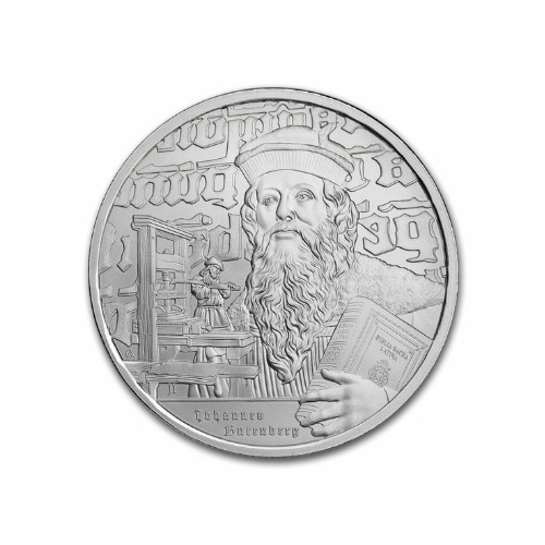 2024 Niue 1 oz Silver Icons of Inspiration: Johannes Gutenberg BU