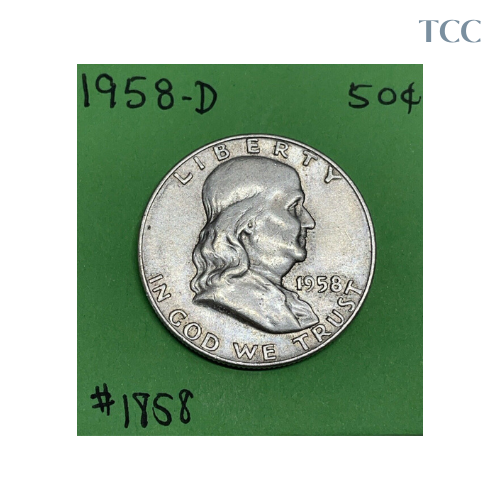 1958 D Franklin Silver Half Dollar 90% Silver