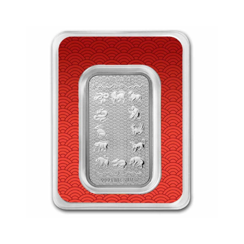 1 oz Silver Bar 2024 Year of the Dragon in TEP