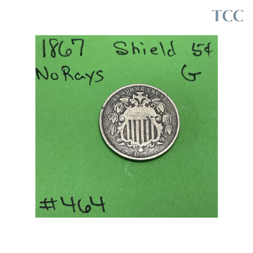 1867 Shield Nickel 5 Cent Piece