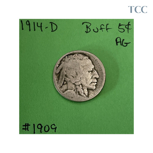 1914 D Indian Head Buffalo Nickel 5 Cent AG