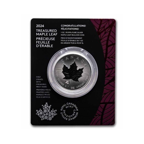 2024 Canada 1 oz Treasured Silver Maple Leaf Congratulations Privy