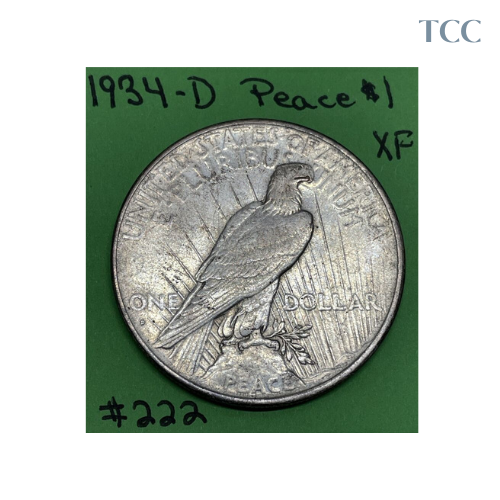 1934-D Peace 90% Silver Dollar XF Extra Fine