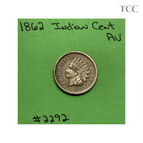1862 Indian Head Cent AU About Uncirculated Copper-Nickel
