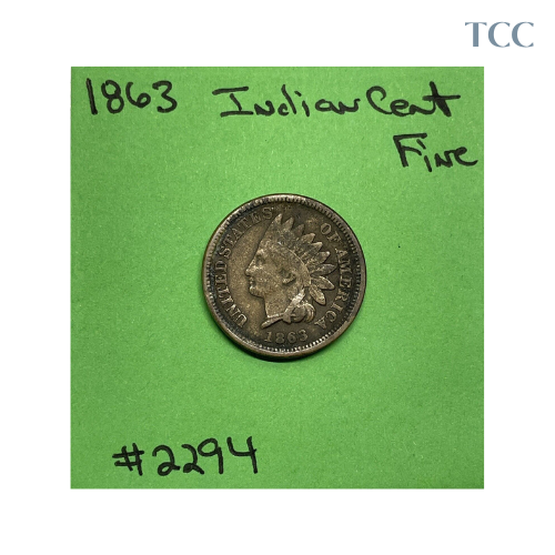 1863 Indian Head Cent Very Fine (VF) Copper Nickel