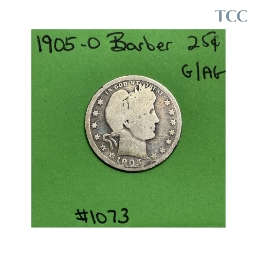 1905 O Barber Quarter G/AG 90% Silver Semi Key Date