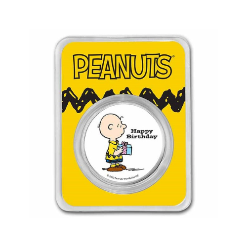 Peanuts® Charlie Brown Happy Birthday 1 oz Colorized Silver