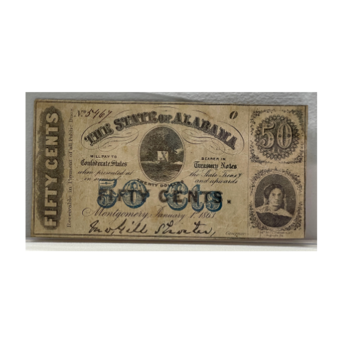 1863 50c Alabama Civil War Note #5467