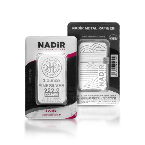 1 oz Silver Bar Nadir Metal Rafineri NMR - .999 Fine Silver Bar In Assay Card