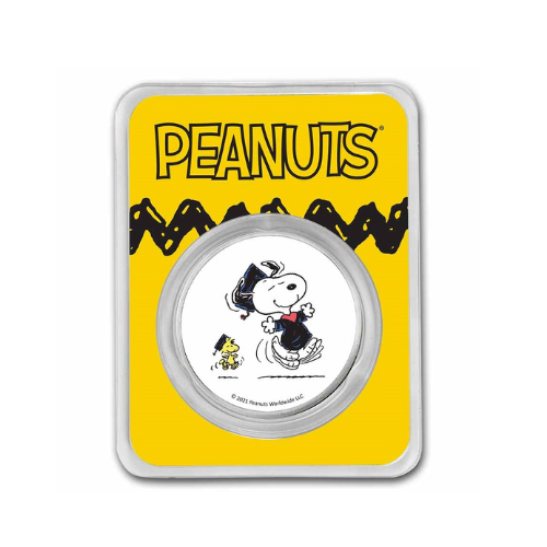 Peanuts® Snoopy & Woodstock Graduation 1 oz Colorized Silver