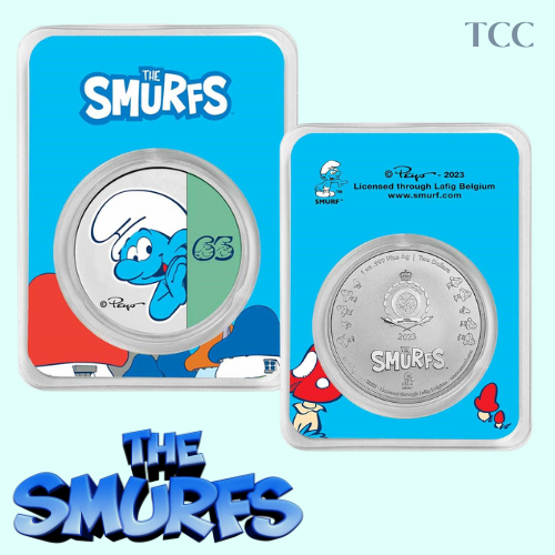 2023 Niue Colorized 1oz Silver $2 Smurfs 65th Anniversary in TEP