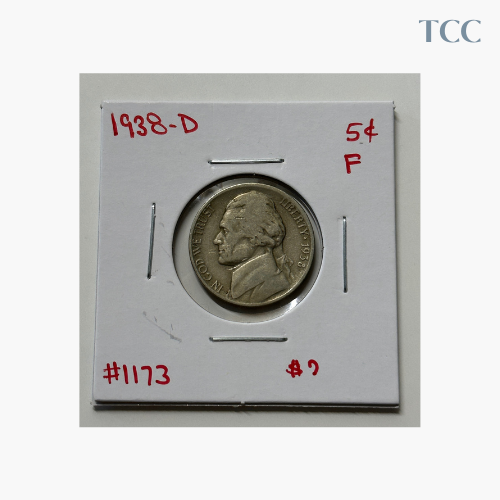 1938 D Jefferson Nickel Fine (F)