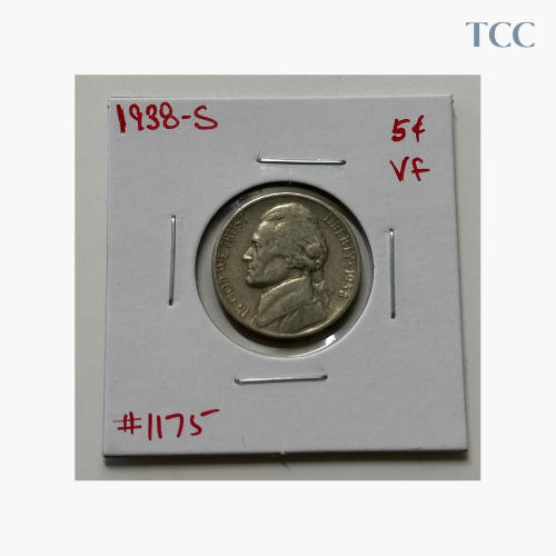 1938 S Jefferson Nickel Very Fine (VF)