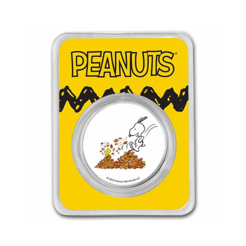 Peanuts® Snoopy & Woodstock Leaf Pile 1 oz Colorized Silver