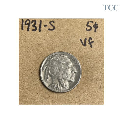 1931 S Indian Head Buffalo Nickel 5c VF