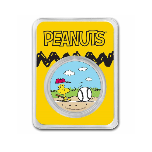 Peanuts® Baseball Woodstock at Bat 1 oz Colorized Silver