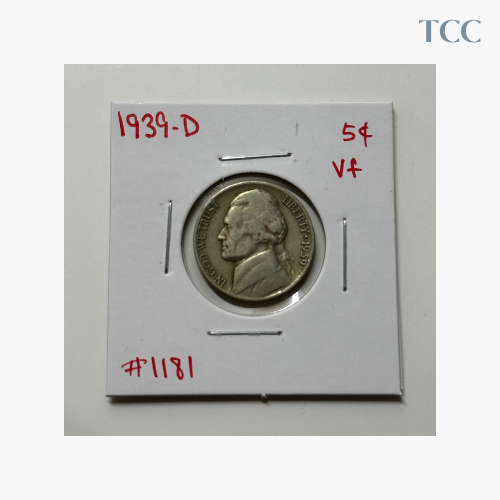 1939 D Jefferson Nickel Very Fine (VF)