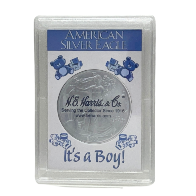 American Silver Eagle "It's A Boy" Frosted Case