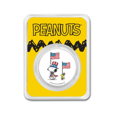 Peanuts® Patriotic Snoopy & Woodstock 1 oz Colorized Silver