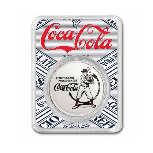 Coca-Cola® Vintage Batter Up 1 oz Silver Colorized Round in TEP