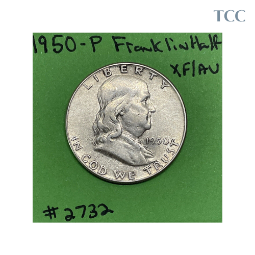 1950-P Franklin Silver Half Dollar 50c XF/AU