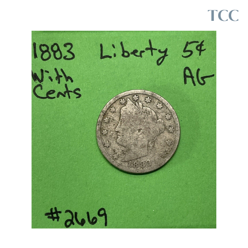 1883 With Cents Liberty Head V Nickel Good 5c