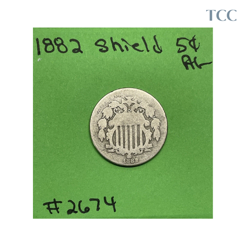1882 Shield Nickel 5 Cent Piece AG