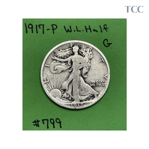 1917-P Walking Liberty Half Dollar 50c Good 90% Silver