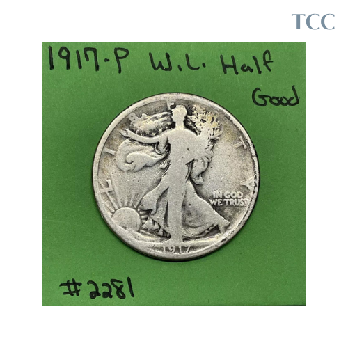 1917 P Walking Liberty Half Dollar 50c Good 90% Silver